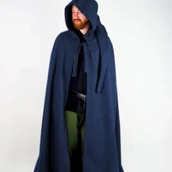 Leonardo Carbone Cape Médiévale à Capuche, Bleue 7 Leonardo Carbone Cape Médiévale à Capuche, Bleue -Vêtements Viking Soldes Magasin cape medievale a capuche bleue 2