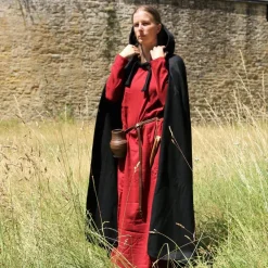 Leonardo Carbone Cape Médiévale à Capuche, Noire -Vêtements Viking Soldes Magasin cape medievale a capuche noire 3