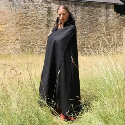 Leonardo Carbone Cape Médiévale à Capuche, Noire -Vêtements Viking Soldes Magasin cape medievale a capuche noire 4
