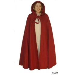 Leonardo Carbone Cape Médiévale à Capuche, Rouge -Vêtements Viking Soldes Magasin cape medievale a capuche rouge 2