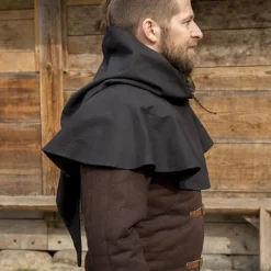 Epic Armoury Chaperon Médiéval Walt, Noir -Vêtements Viking Soldes Magasin chaperon medieval walt noir 1
