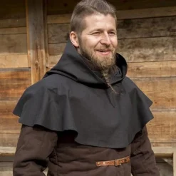 Epic Armoury Chaperon Médiéval Walt, Noir -Vêtements Viking Soldes Magasin chaperon medieval walt noir 3