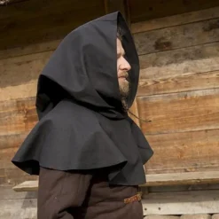Epic Armoury Chaperon Médiéval Walt, Noir -Vêtements Viking Soldes Magasin chaperon medieval walt noir 5