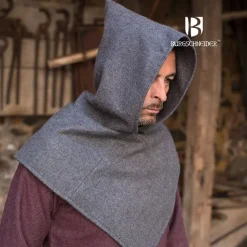 Burgschneider Chaperon Skjoldehamm, Laine, Gris -Vêtements Viking Soldes Magasin chaperon skjoldehamm laine gris 2
