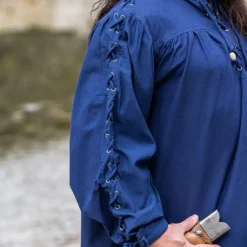 Leonardo Carbone Chemise Pirate Avec Des Lacets, Bleu 10 Leonardo Carbone Chemise Pirate Avec Des Lacets, Bleu -Vêtements Viking Soldes Magasin chemise pirate avec des lacets bleu 2