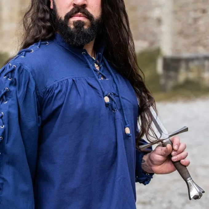 Leonardo Carbone Chemise Pirate Avec Des Lacets, Bleu 6 Leonardo Carbone Chemise Pirate Avec Des Lacets, Bleu – Image 4