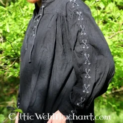 Leonardo Carbone Chemise Pirate Avec Des Lacets, Noir 10 Leonardo Carbone Chemise Pirate Avec Des Lacets, Noir -Vêtements Viking Soldes Magasin chemise pirate avec des lacets noir 2