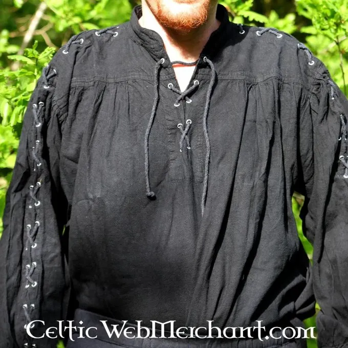 Leonardo Carbone Chemise Pirate Avec Des Lacets, Noir 6 Leonardo Carbone Chemise Pirate Avec Des Lacets, Noir – Image 4