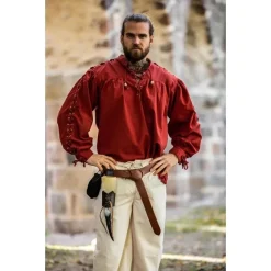 Leonardo Carbone Chemise Pirate Avec Des Lacets, Rouge