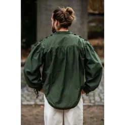 Leonardo Carbone Chemise Pirate Avec Des Lacets, Vert -Vêtements Viking Soldes Magasin chemise pirate avec des lacets vert 5