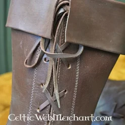 Ulfberth Côté Lacé Bottes, Marron Foncé -Vêtements Viking Soldes Magasin cote lace bottes marron fonce 3