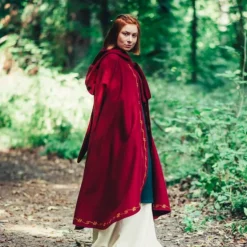 Leonardo Carbone Manteau De Laine Ceridwen, Rouge -Vêtements Viking Soldes Magasin manteau de laine ceridwen rouge 2