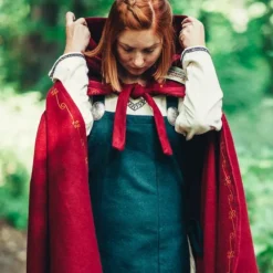 Leonardo Carbone Manteau De Laine Ceridwen, Rouge -Vêtements Viking Soldes Magasin manteau de laine ceridwen rouge 5