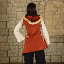 Mytholon Robe En Cuir Freya, Brun Rouge -Vêtements Viking Soldes Magasin robe en cuir freya brun rouge 3