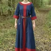Robe Médiévale (ancienne) Clotild, Bleu-rouge -Vêtements Viking Soldes Magasin robe medievale ancienne clotild bleu rouge