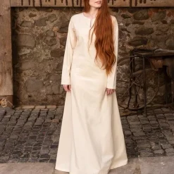 Burgschneider Robe Médiévale Elisa, Blanc -Vêtements Viking Soldes Magasin robe medievale elisa blanc 2