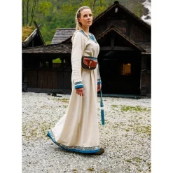 Leonardo Carbone Robe Viking Lagertha, Bleu Naturel -Vêtements Viking Soldes Magasin robe viking lagertha bleu naturel 2