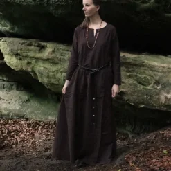Leonardo Carbone Robe Viking Lina, Marron Foncé -Vêtements Viking Soldes Magasin robe viking lina marron fonce 5