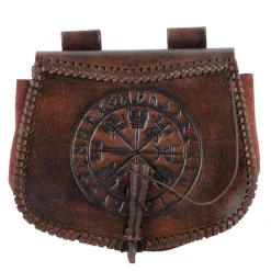 Deepeeka Sac En Cuir Avec Vegvisir -Vêtements Viking Soldes Magasin sac en cuir avec vegvisir 2