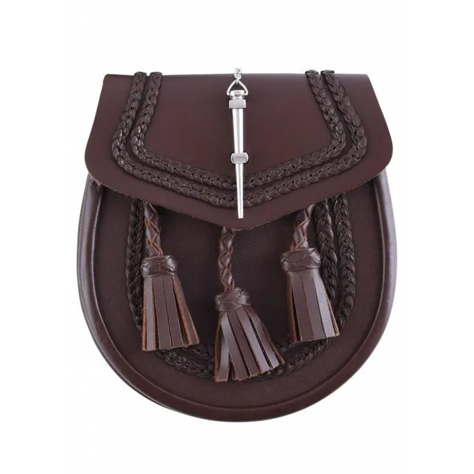 Sporran Avec Motif Tresse, Marron 3 Sporran Avec Motif Tresse, Marron