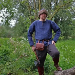 Leonardo Carbone Tissu Viking Hans, Bleu -Vêtements Viking Soldes Magasin tissu viking hans bleu 3