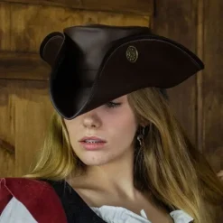 Rawblade Tricorne Trois Doublons, Marron -Vêtements Viking Soldes Magasin tricorne trois doublons marron 3