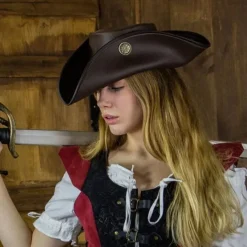 Rawblade Tricorne Trois Doublons, Marron -Vêtements Viking Soldes Magasin tricorne trois doublons marron 4