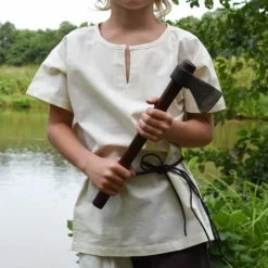 Tunique Enfant Ivar, Manche Courte, Naturel -Vêtements Viking Soldes Magasin tunique enfant ivar manche courte naturel 3