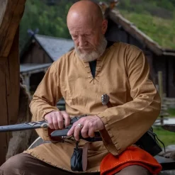 Leonardo Carbone Tunique Historique Avec Doublure Authentique, Marron Miel -Vêtements Viking Soldes Magasin tunique historique avec doublure authentique marro 10