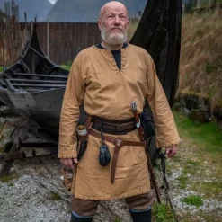 Leonardo Carbone Tunique Historique Avec Doublure Authentique, Marron Miel -Vêtements Viking Soldes Magasin tunique historique avec doublure authentique marro 11