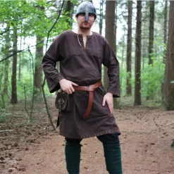 Leonardo Carbone Tunique Historique Avec Doublure Authentique, Marron Foncé -Vêtements Viking Soldes Magasin tunique historique avec doublure authentique marro 3