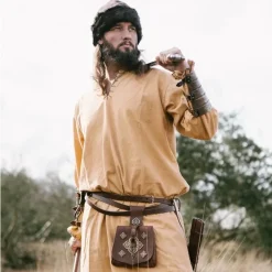Leonardo Carbone Tunique Historique Avec Doublure Authentique, Marron Miel -Vêtements Viking Soldes Magasin tunique historique avec doublure authentique marro 8