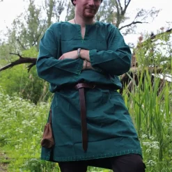 Leonardo Carbone Tunique Historique Avec Doublure Authentique, Vert -Vêtements Viking Soldes Magasin tunique historique avec doublure authentique vert 4