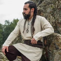 Leonardo Carbone Tunique Viking En Lin Ragnar, Naturel -Vêtements Viking Soldes Magasin tunique viking en lin ragnar naturel 3