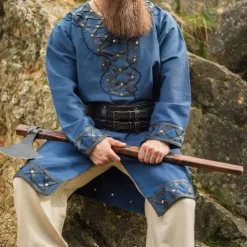 Leonardo Carbone Tunique Viking Farulfr, Bleu -Vêtements Viking Soldes Magasin tunique viking farulfr bleu 2