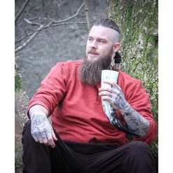 Leonardo Carbone Tunique Viking Hans, Rouge -Vêtements Viking Soldes Magasin tunique viking hans rouge 3