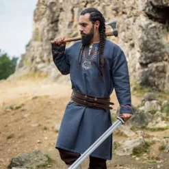 Leonardo Carbone Tunique Viking Loup Fenrir, Bleu-gris